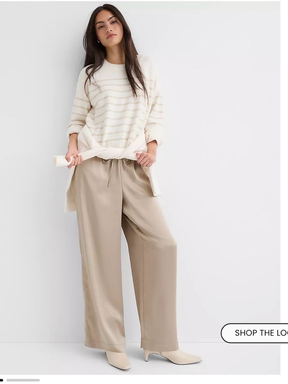 LOFT Satin Sawyer Wide-Leg Pants